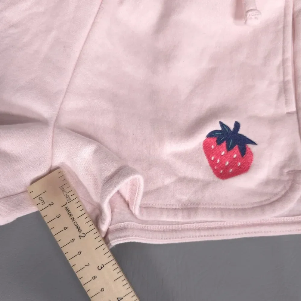 TRUCKER + TATE‎ Girls Pink Short Strawberry 7 Embroidered Elastic Waist
